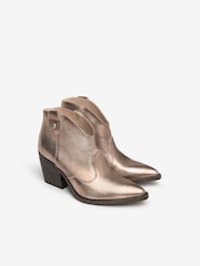 NeroGiardini Gold Leather Western Ankle Boots - Image 3 of 5