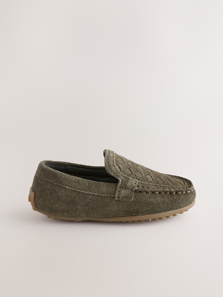 Green Standard Fit (F) Suede Slip-Ons Loafers Shoes - Image 2 of 5
