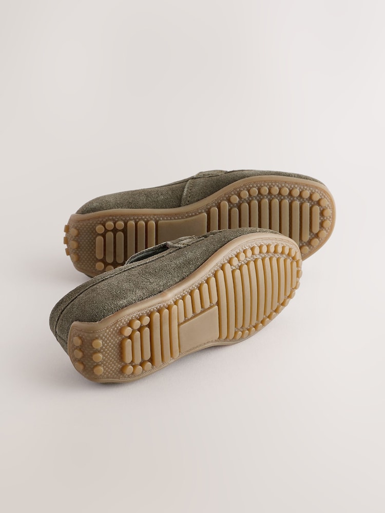 Green Standard Fit (F) Suede Slip-Ons Loafers Shoes - Image 3 of 5