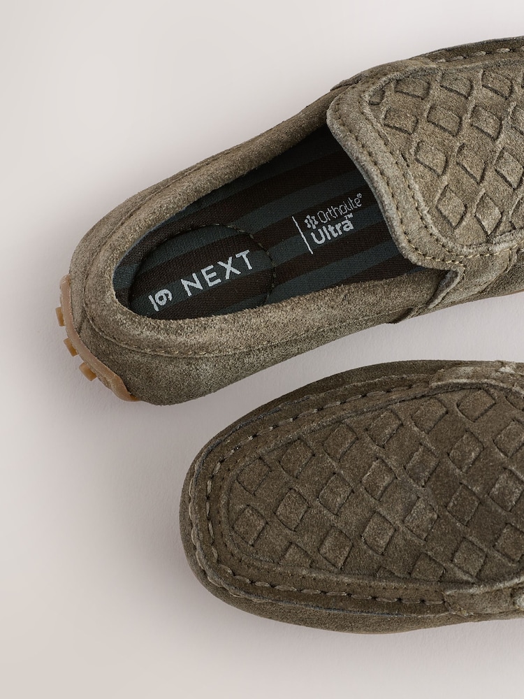 Green Standard Fit (F) Suede Slip-Ons Loafers Shoes - Image 5 of 5