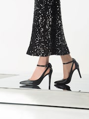 NeroGiardini Black Leather Bow Court Shoes - Image 1 of 6