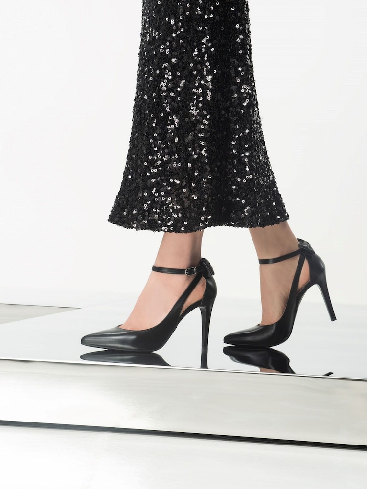 NeroGiardini Black Leather Bow Court Shoes - Image 1 of 6