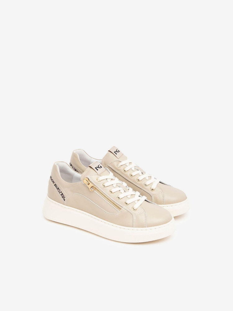 NeroGiardini Cream Leather Cupsole Trainers - Image 2 of 4