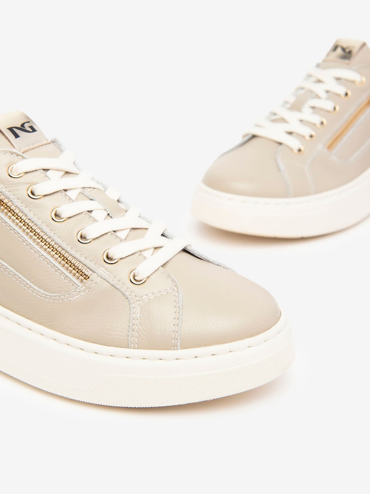 NeroGiardini Cream Leather Cupsole Trainers - Image 3 of 4