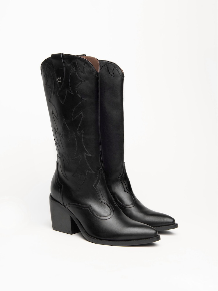 NeroGiardini Black Leather Cowboy Boots - Image 3 of 5