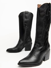 NeroGiardini Black Leather Cowboy Boots - Image 4 of 5