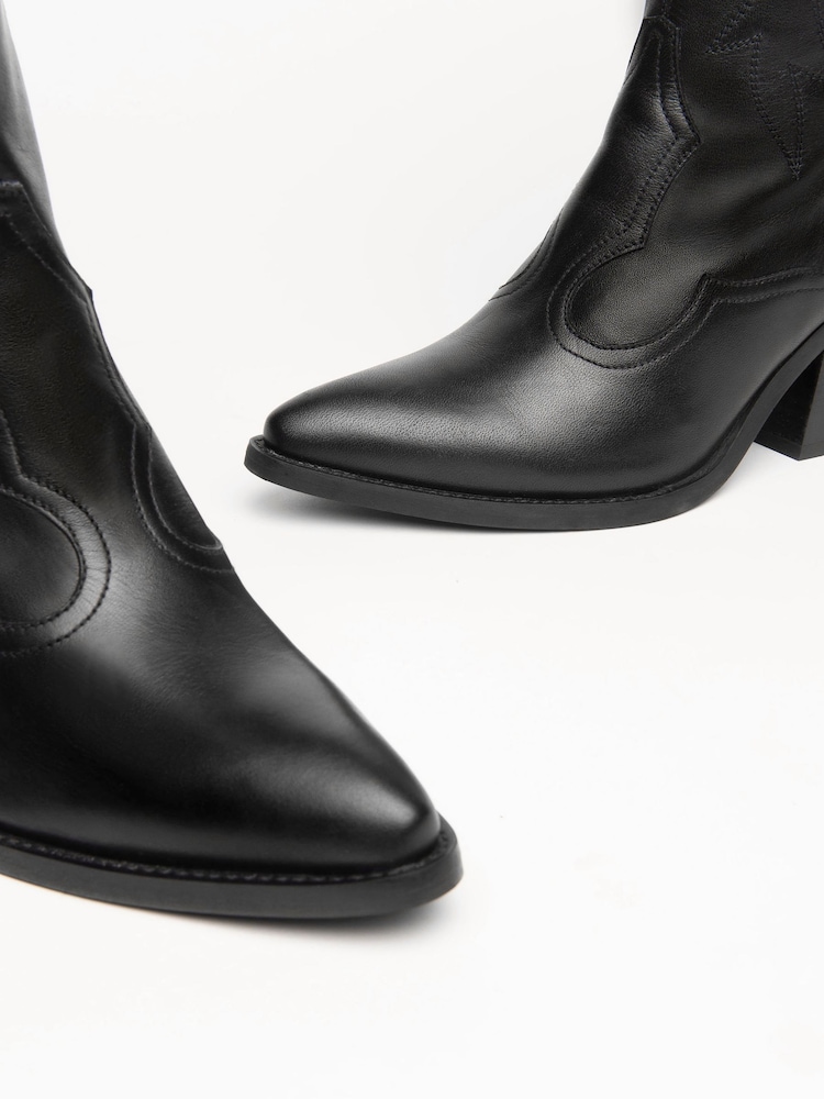 NeroGiardini Black Leather Cowboy Boots - Image 5 of 5
