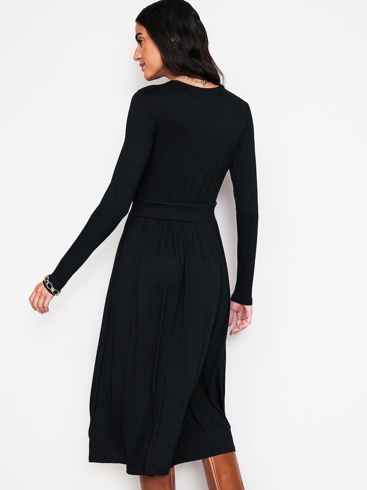 Boden Black Petite Thea Long Sleeve Jersey Dress - Image 2 of 5 Boden Black Petite Thea Long Sleeve Jersey Dress - Image 2 of 5