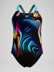 Speedo Black Digital Placement Powerback Swimsuit - Image 1 of 5