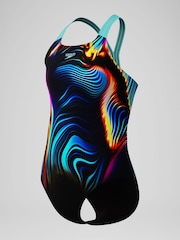 Speedo Black Digital Placement Powerback Swimsuit - Image 2 of 5