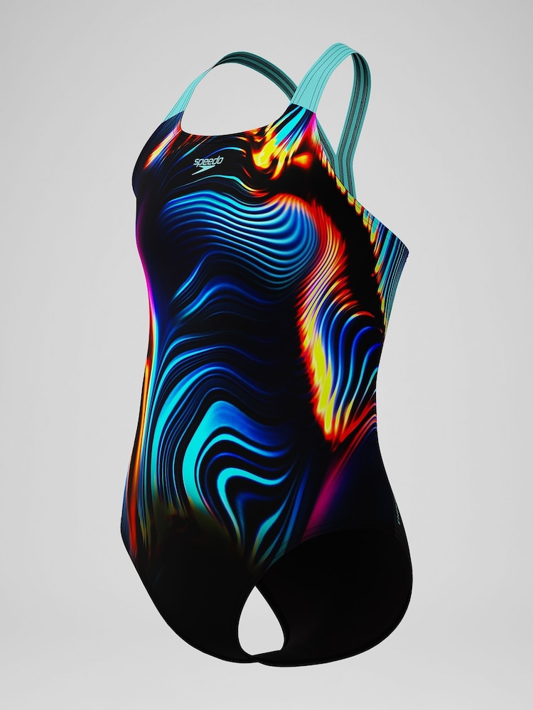Speedo Black Digital Placement Powerback Swimsuit - Image 2 of 5