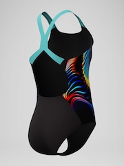 Speedo Black Digital Placement Powerback Swimsuit - Image 4 of 5
