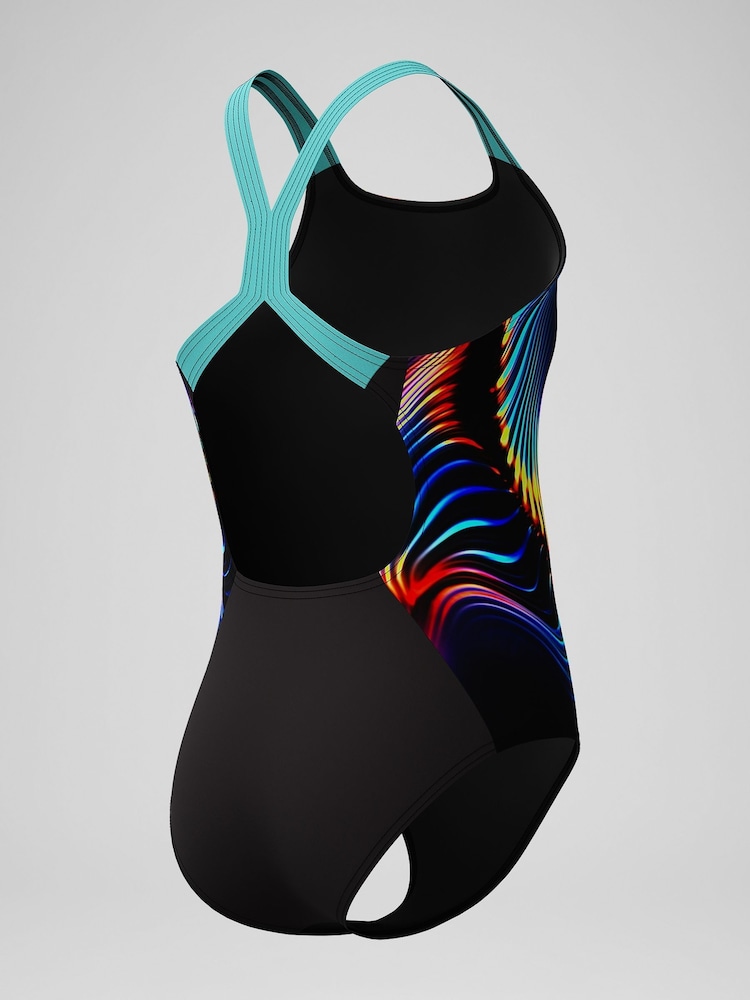 Speedo Black Digital Placement Powerback Swimsuit - Image 4 of 5