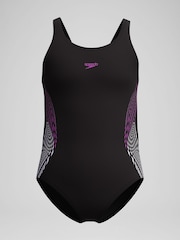 Speedo Black Placmement Muscleback Swimsuit - Image 1 of 5