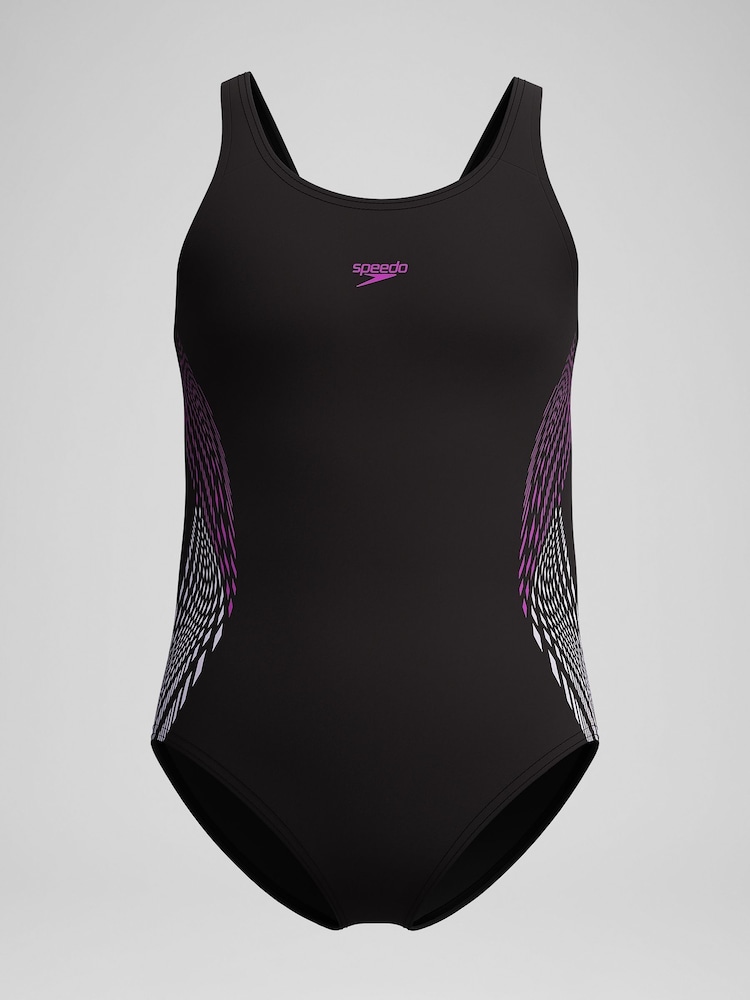 Speedo Black Placmement Muscleback Swimsuit - Image 1 of 5