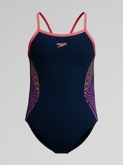 Speedo Blue Plastisol Placement Thinstrap Muscleback Swimsuit - Image 1 of 3