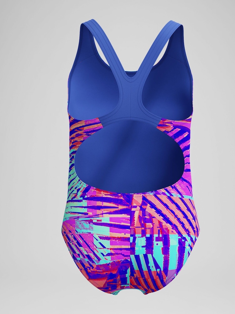 Speedo Blue Digital Allover Splashback Swimsuit - Image 4 of 5