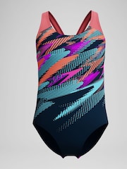 Speedo Blue Digital Placement Splashback Swimsuit - Image 1 of 5