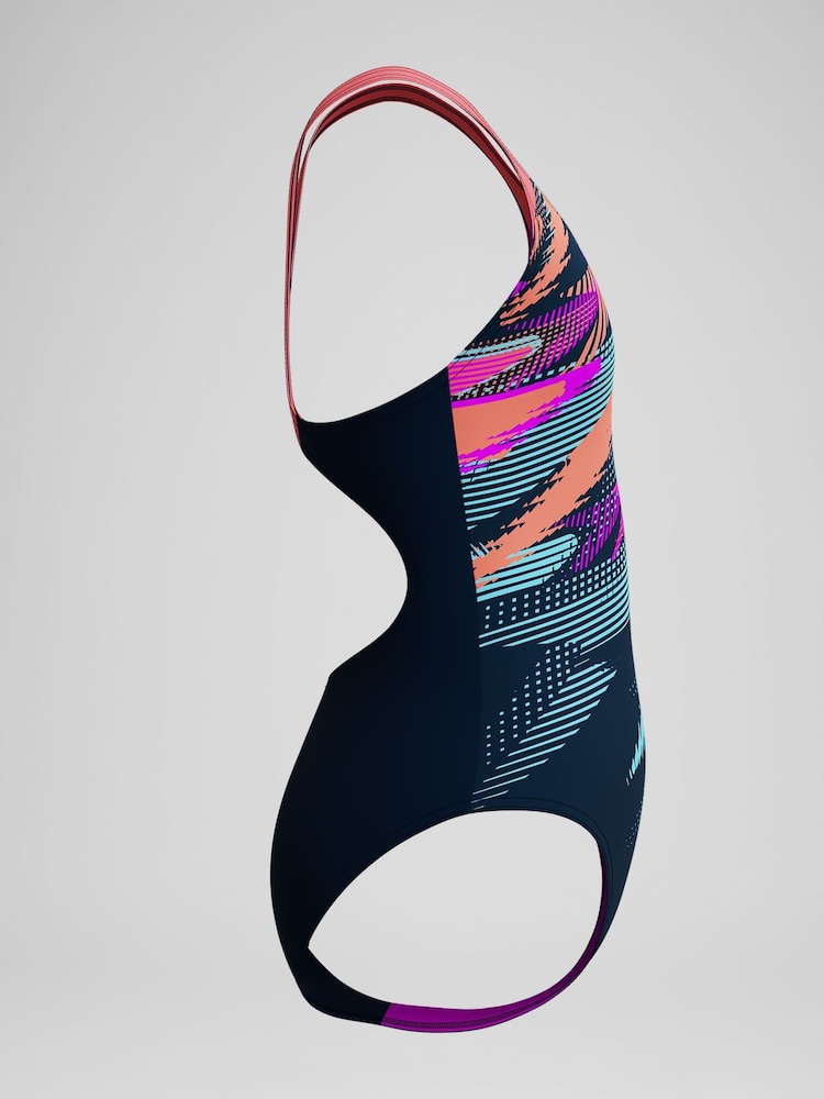 Speedo Blue Digital Placement Splashback Swimsuit - Image 2 of 5