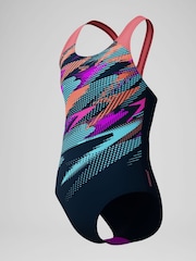 Speedo Blue Digital Placement Splashback Swimsuit - Image 3 of 5