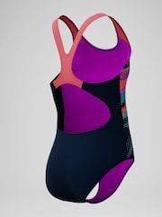 Speedo Blue Digital Placement Splashback Swimsuit - Image 4 of 5