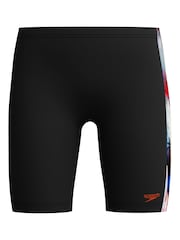 Speedo Black Digital Panel Jammer Swim Shorts - Image 1 of 6