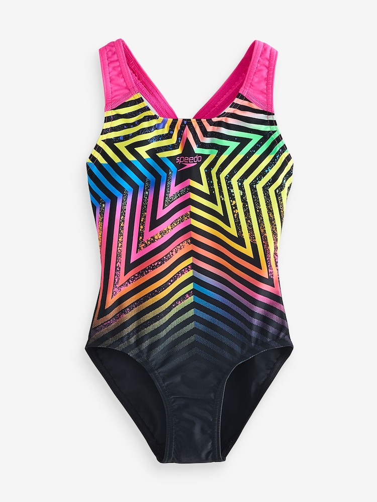 Speedo Black Digital Placement Splashback Swimsuit - Image 1 of 1
