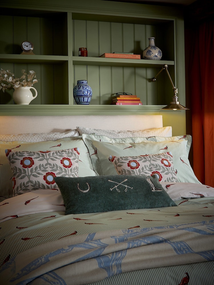 Joules Khaki The Pheasant 100% Cotton Duvet Cover and Pillowcase Set - Image 2 of 5 Joules Khaki The Pheasant 100% Cotton Duvet Cover and Pillowcase Set - Image 2 of 5