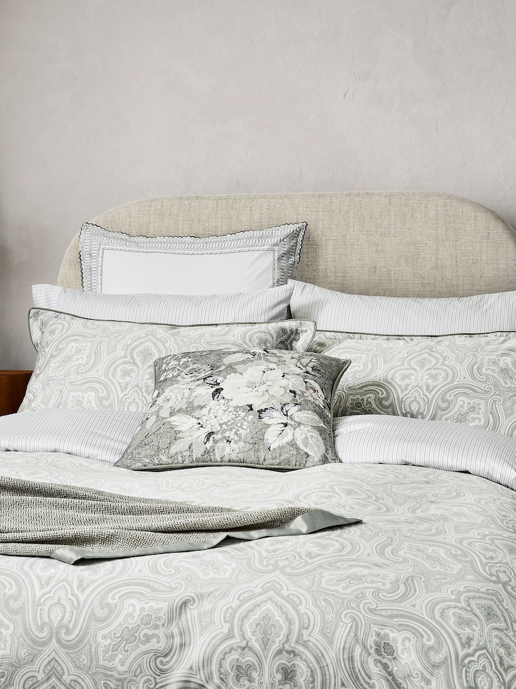 Bedeck of Belfast White Silver 100% Cotton Amalia Standard Pillowcase Pair - Image 1 of 5
