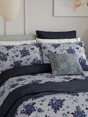 Bedeck of Belfast Midnight Blue Freya Square Pillowcase Pair - Image 1 of 4