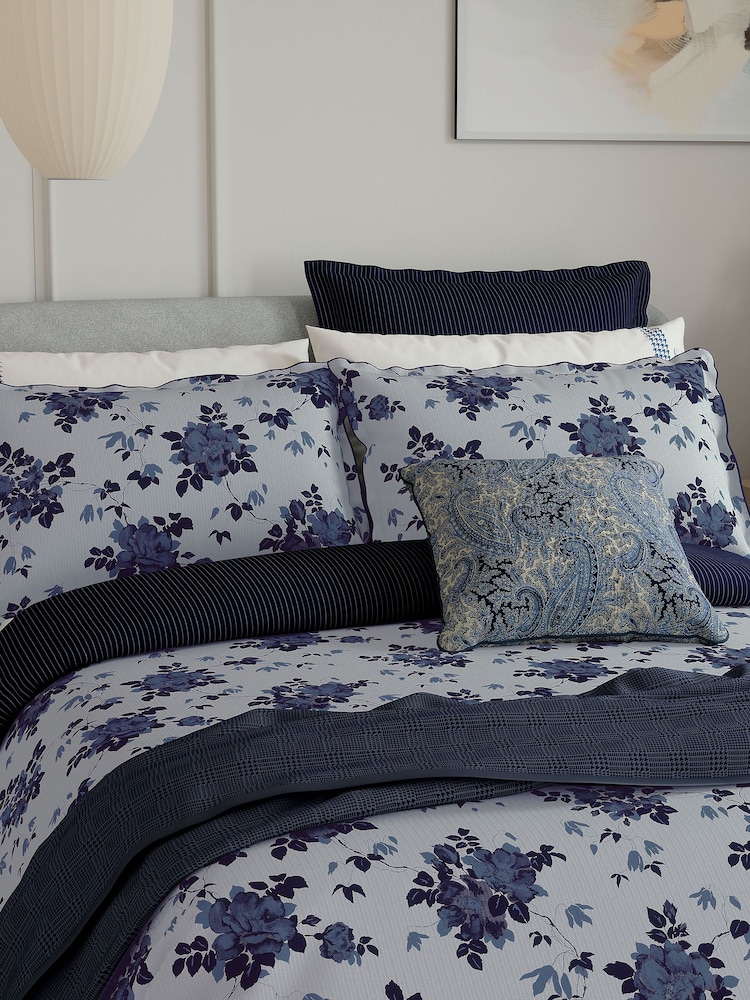 Bedeck of Belfast Midnight Blue Freya Square Pillowcase Pair - Image 1 of 4