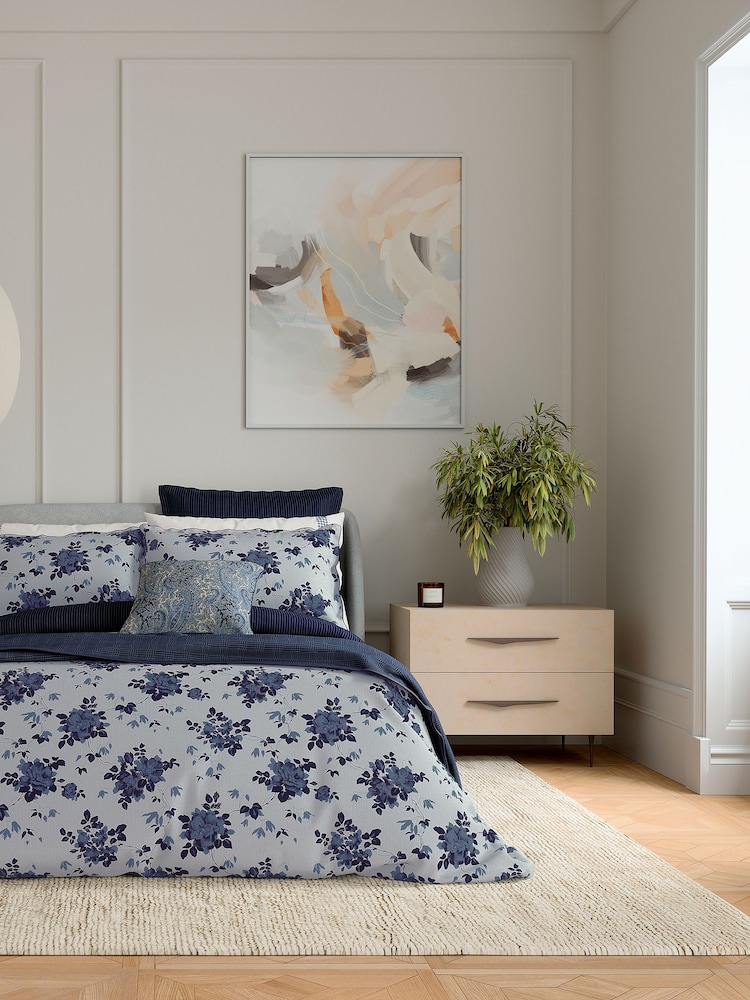 Bedeck of Belfast Midnight Blue Freya Square Pillowcase Pair - Image 2 of 4