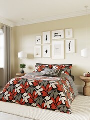 Helena Springfield Scarlet/Neutral Otto Duvet 100% Cotton Cover and Pillowcase Set - Image 1 of 5