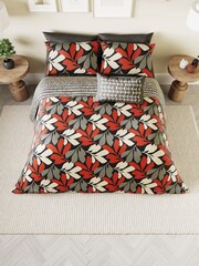 Helena Springfield Scarlet/Neutral Otto Duvet 100% Cotton Cover and Pillowcase Set - Image 3 of 5