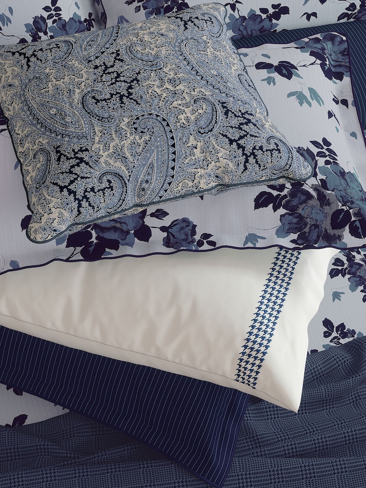 Bedeck of Belfast Midnight Blue Freya Standard Pillowcase 100% Cotton Pair - Image 2 of 4