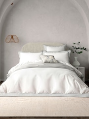Bedeck of Belfast White or Silver Astrid Duvet Cover and Pillowcase 100% Cotton Set - Image 1 of 4