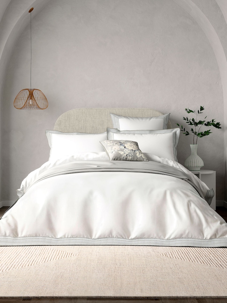 Bedeck of Belfast White or Silver Astrid Duvet Cover and Pillowcase 100% Cotton Set - Image 1 of 4
