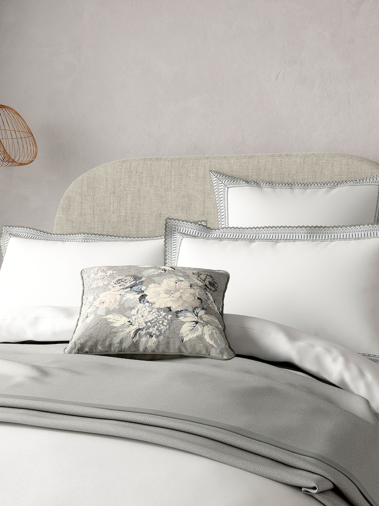 Bedeck of Belfast White or Silver Astrid Duvet Cover and Pillowcase 100% Cotton Set - Image 2 of 4