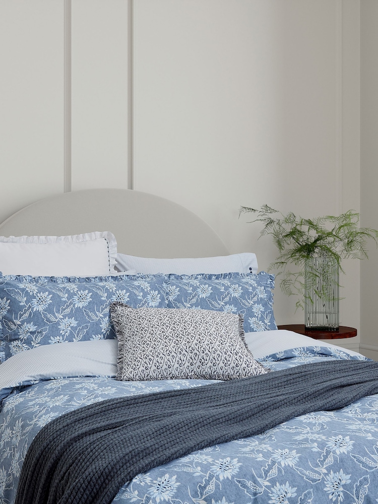 Bedeck of Belfast Chambray Blue Miya Cushion - Image 3 of 4