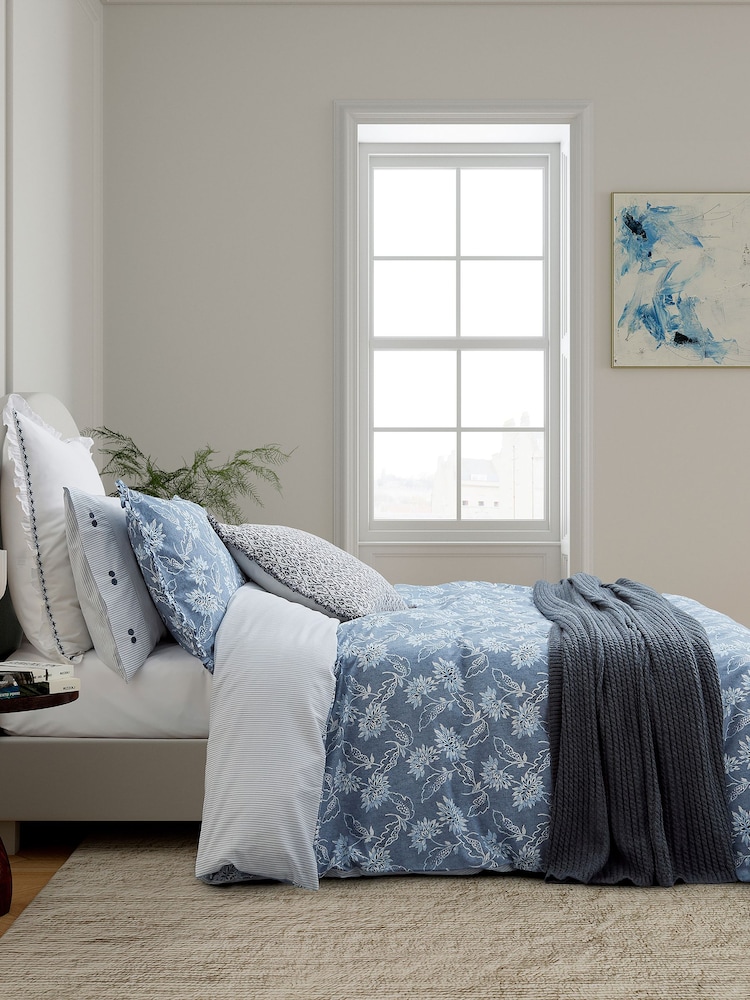 Bedeck of Belfast Chambray Blue Miya Cushion - Image 4 of 4