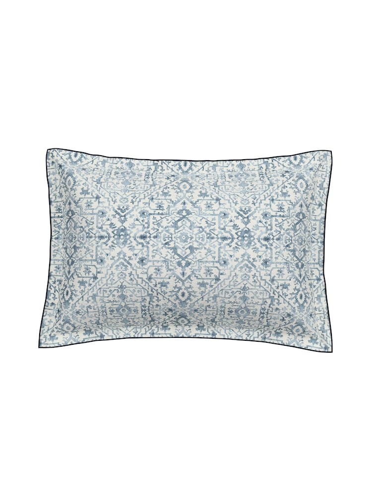 Bedeck of Belfast Blue 100% Cotton Dhaka Duvet Cover and Pillowcase Set - Image 4 of 5