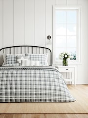 Helena Springfield Green Cosy Check Brushed 100% Cotton Duvet Cover and Pillowcase Set - Image 1 of 5
