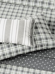 Helena Springfield Green Cosy Check Brushed 100% Cotton Duvet Cover and Pillowcase Set - Image 3 of 5