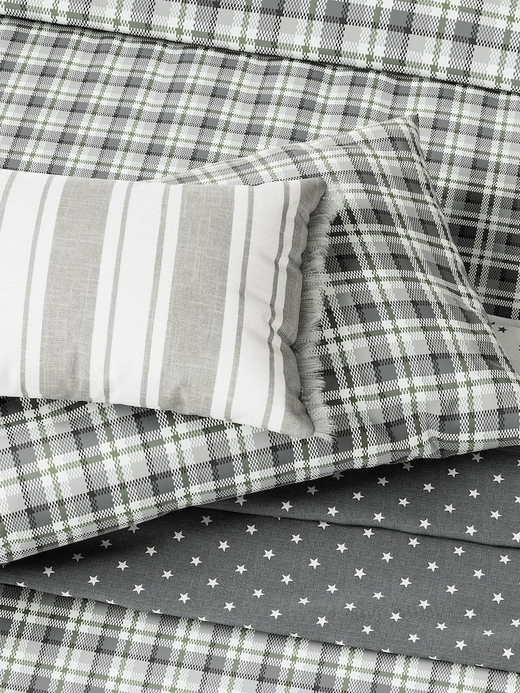 Helena Springfield Cosy Check Brushed 100% Cotton Duvet Cover and Pillowcase Set - Image 3 of 5