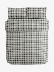 Helena Springfield Green Cosy Check Brushed 100% Cotton Duvet Cover and Pillowcase Set - Image 4 of 5