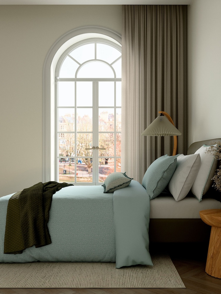 Bedeck of Belfast Duck Egg Emmy Duvet Cover and Pillowcase 100% Cotton Set - Image 1 of 4 Bedeck of Belfast Duck Egg Emmy Duvet Cover and Pillowcase 100% Cotton Set - Image 1 of 4