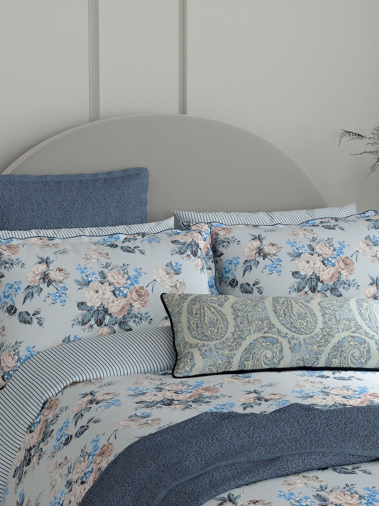 Bedeck of Belfast Chambray Blue 100% Cotton Delphine Throw - Image 1 of 4
