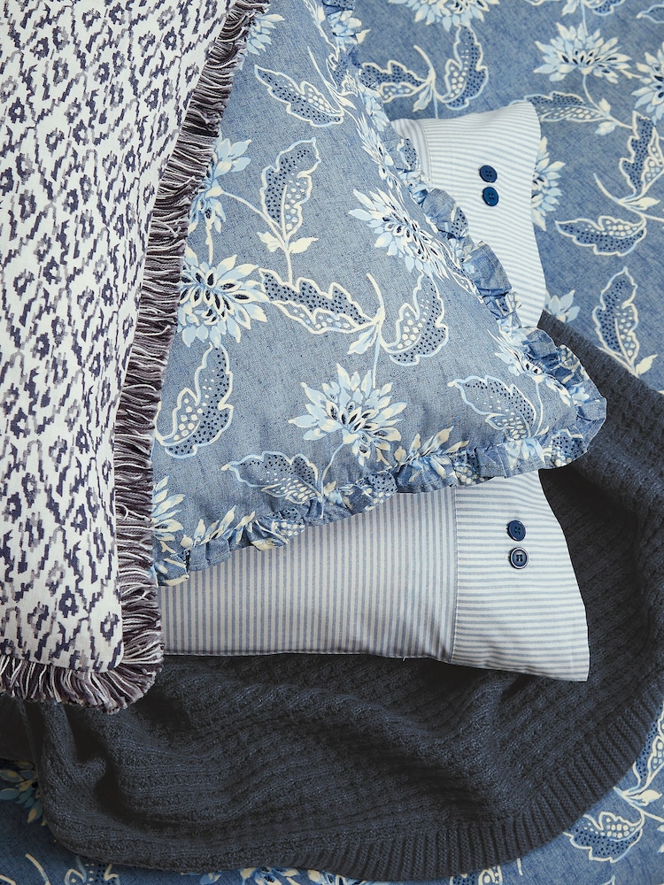 Bedeck of Belfast Chambray Blue Miya Standard Pillowcases Pair - Image 1 of 3
