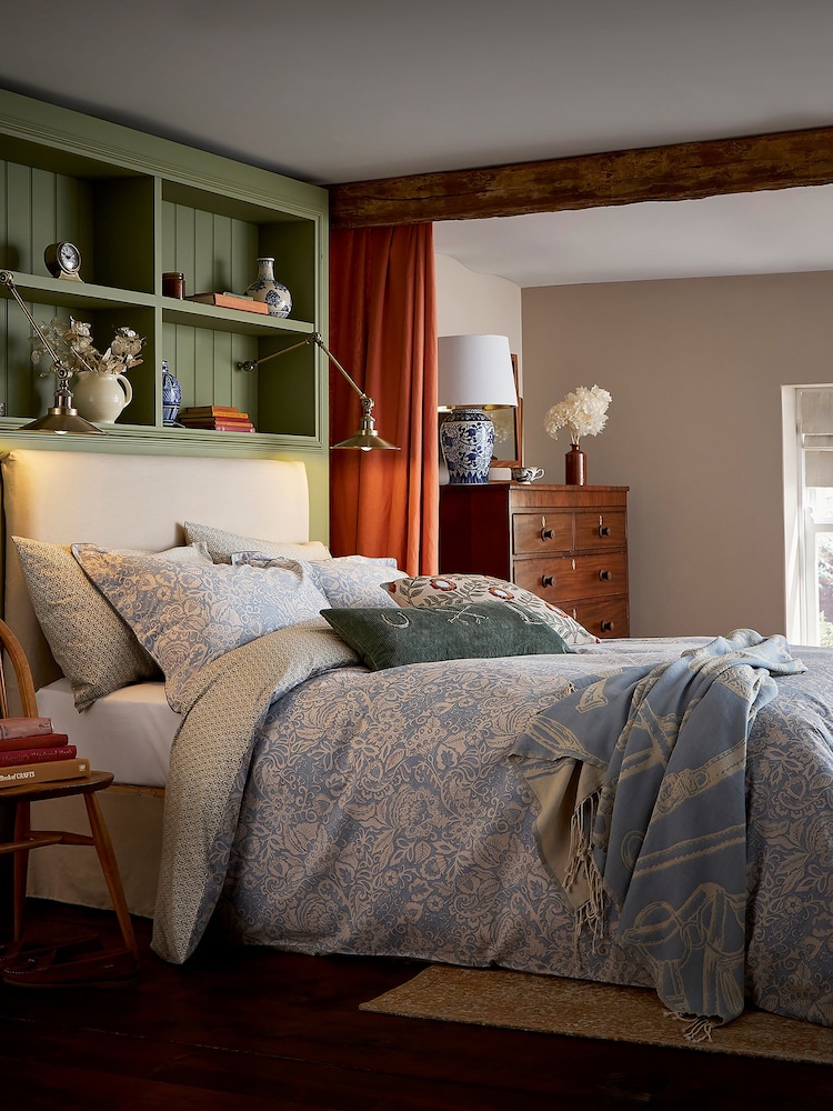 Joules Blue 100% Cotton Balmoral Duvet Cover and Pillowcase Set - Image 1 of 5