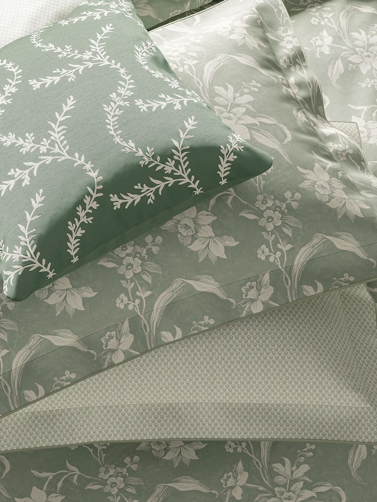 V&A Green Chikan Cushion - Image 1 of 3